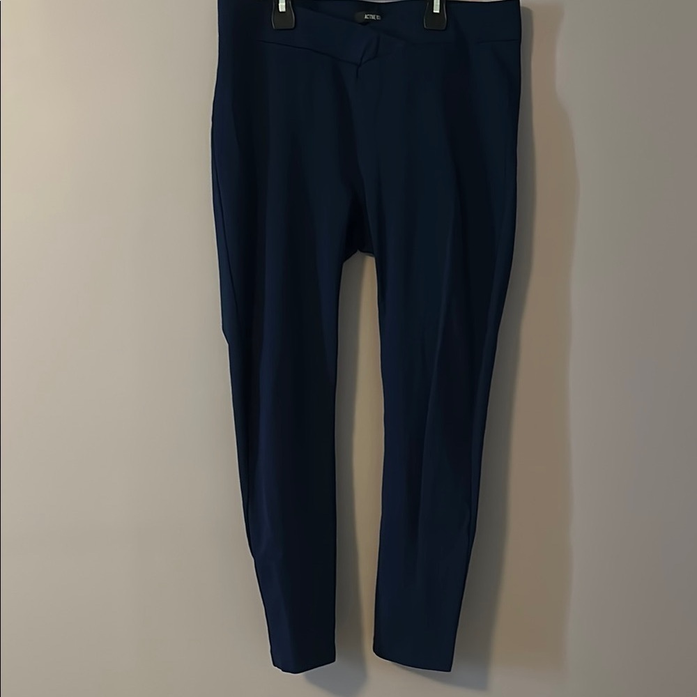 Active USA Navy Blue Dress Pants Thick Legging Stretch Straight Leg Fit - 1XL